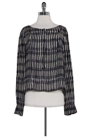 Current Boutique-A.L.C. - Navy & White Striped Silk Top Sz L