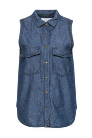 Current Boutique-A.L.C. - Medium Wash Chambray Sleeveless Snap-Up Blouse Sz S