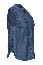 Current Boutique-A.L.C. - Medium Wash Chambray Sleeveless Snap-Up Blouse Sz S