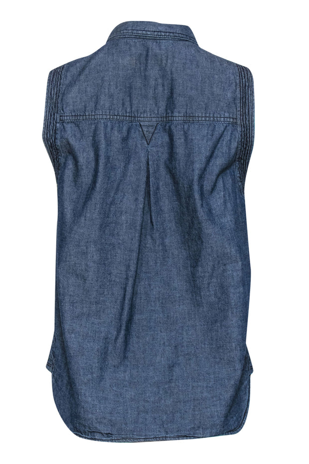 Current Boutique-A.L.C. - Medium Wash Chambray Sleeveless Snap-Up Blouse Sz S
