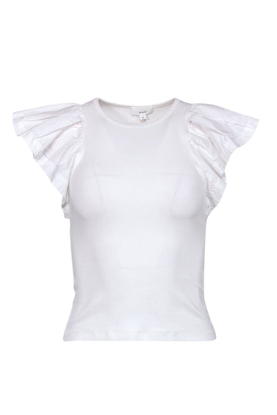 Current Boutique-A.L.C. - White Ruffle Sleeve Cotton Tee Sz XS
