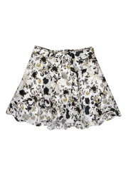 Current Boutique-A.L.C. - White & Black Belted Pleated Skirt w/ Yellow Florals Sz 8