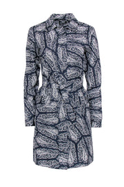 Current Boutique-A.P.C. - Navy & White Paisley Printed Cotton Shirt Dress Sz 6