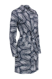 Current Boutique-A.P.C. - Navy & White Paisley Printed Cotton Shirt Dress Sz 6
