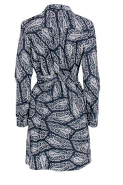 Current Boutique-A.P.C. - Navy & White Paisley Printed Cotton Shirt Dress Sz 6
