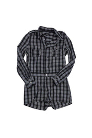 Current Boutique-A.P.C. - Dark Green, Blue & White Plaid Romper Sz S