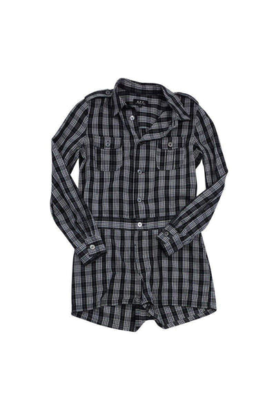 Current Boutique-A.P.C. - Dark Green, Blue & White Plaid Romper Sz S