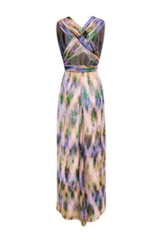Current Boutique-ADAM by Adam Lippes - Purple, Pink & Green Watercolor Print Flowy Silk Maxi Dress Sz 2