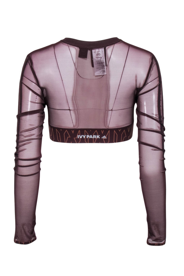 Current Boutique-Adidas x Ivy Park - Brown Sheer Top w/ Gold Linear Design Sz S