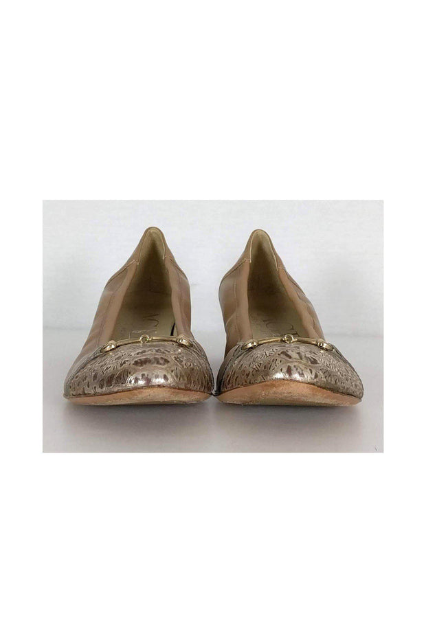 Current Boutique-AGL - Gold & Tan Blocked Pumps Sz 12