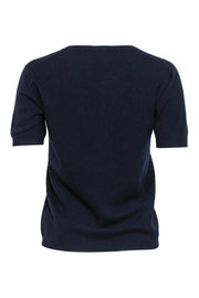 Current Boutique-Agnona - Navy Short Sleeve Wool Blend Sweater Sz L