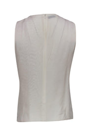 Current Boutique-Akris - Cream Pleated Silk Tank w/ Beaded Neckline Sz M