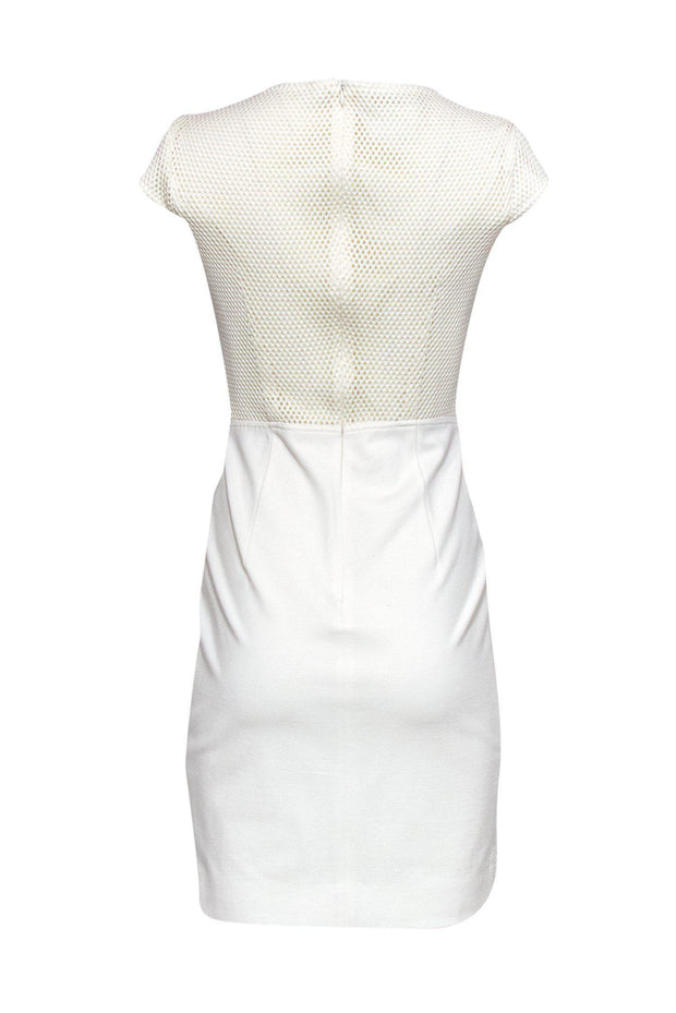 Current Boutique-Akris - Cream Bodycon Dress w/ Mesh Paneling Sz 6