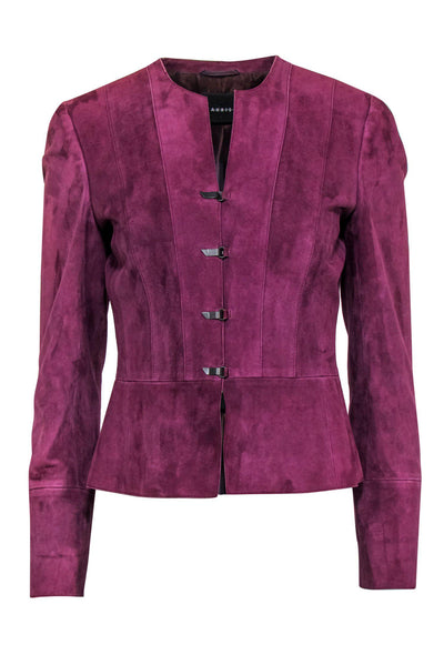 Current Boutique-Akris - Plum Suede Latch Closure Jacket Sz 6