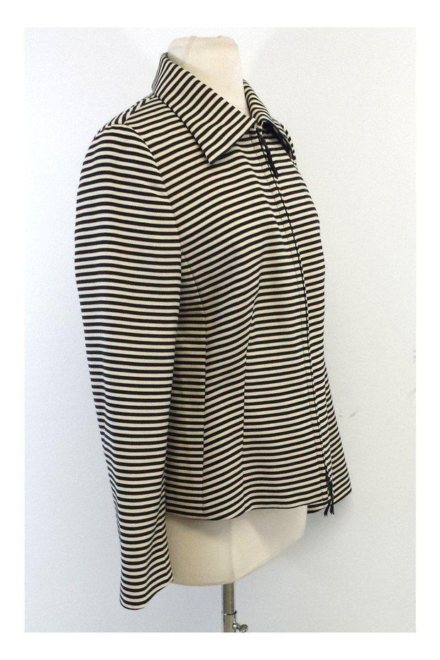 Current Boutique-Akris Punto - Cream & Black Striped Jacket Sz 10