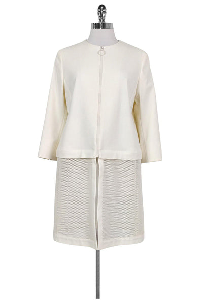 Current Boutique-Akris Punto - Modern Cream & Mesh Jacket Sz 10