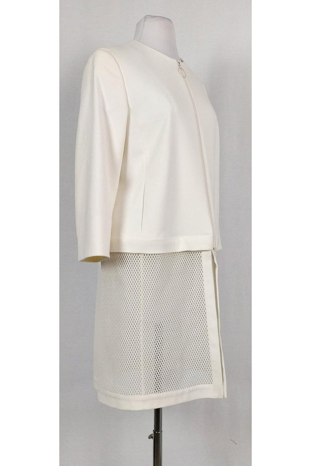 Current Boutique-Akris Punto - Modern Cream & Mesh Jacket Sz 10
