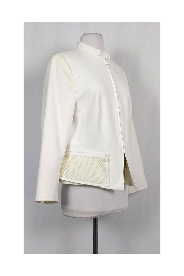 Current Boutique-Akris Punto - Ivory High Neck Jacket w/ Mesh Sz 12