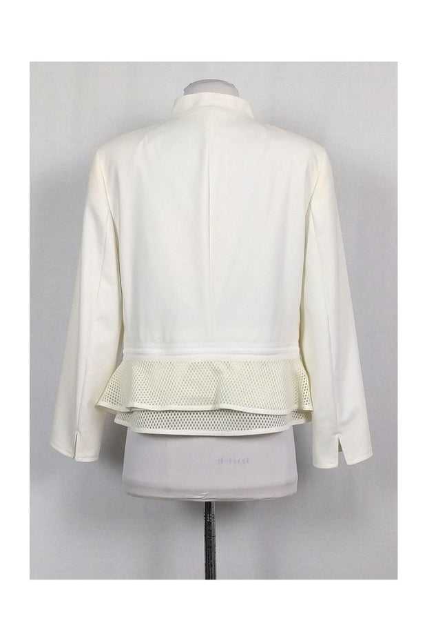 Current Boutique-Akris Punto - Ivory High Neck Jacket w/ Mesh Sz 12