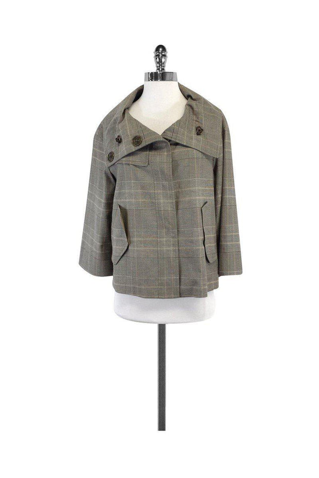 Current Boutique-Akris Punto - Grey, White & Tan Plaid Jacket Sz 4