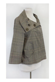 Current Boutique-Akris Punto - Grey, White & Tan Plaid Jacket Sz 4