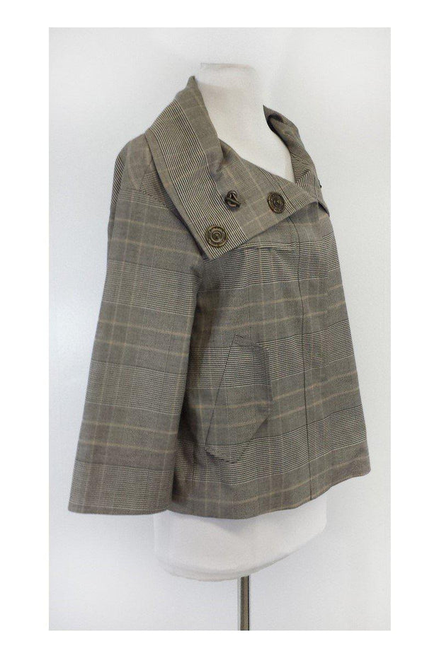 Current Boutique-Akris Punto - Grey, White & Tan Plaid Jacket Sz 4