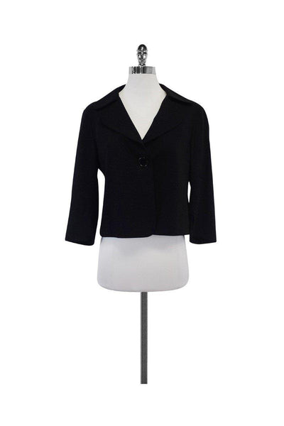 Current Boutique-Akris Punto - Black Wool Cropped Jacket Sz 8