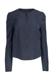 Current Boutique-Akris Punto - Slate Blue Cotton Blend Jacket w/ Polka Dots Sz M