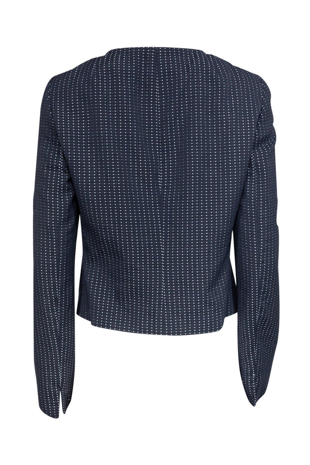 Current Boutique-Akris Punto - Slate Blue Cotton Blend Jacket w/ Polka Dots Sz M
