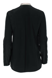 Current Boutique-Akris Punto - Black, Blue, & White Colorblock Silk Blouse Sz 6