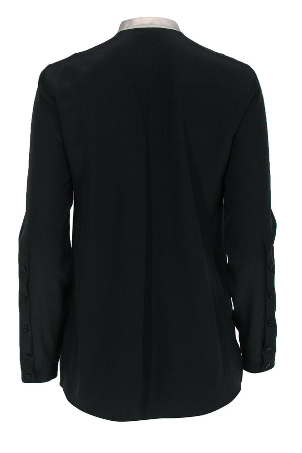 Current Boutique-Akris Punto - Black, Blue, & White Colorblock Silk Blouse Sz 6