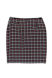 Current Boutique-Akris - Red, White & Black Plaid Pencil Skirt Sz 4