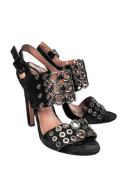 Current Boutique-Alaia - Black Sandals w/ Grommets Sz 9.5