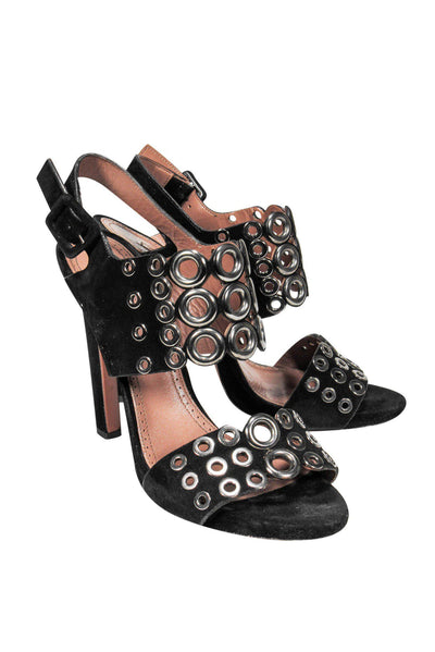 Current Boutique-Alaia - Black Sandals w/ Grommets Sz 9.5