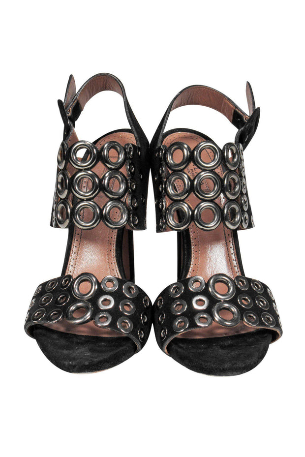 Current Boutique-Alaia - Black Sandals w/ Grommets Sz 9.5