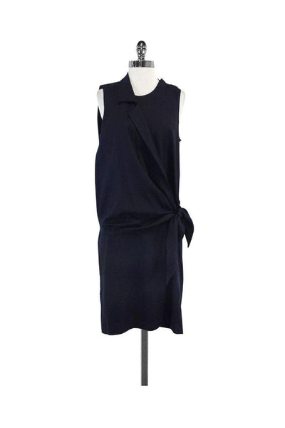 Current Boutique-Alasdair - Navy Silk Draped Sleeveless Dress Sz 2