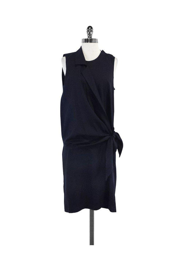 Current Boutique-Alasdair - Navy Silk Draped Sleeveless Dress Sz 2