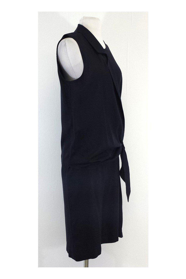 Current Boutique-Alasdair - Navy Silk Draped Sleeveless Dress Sz 2