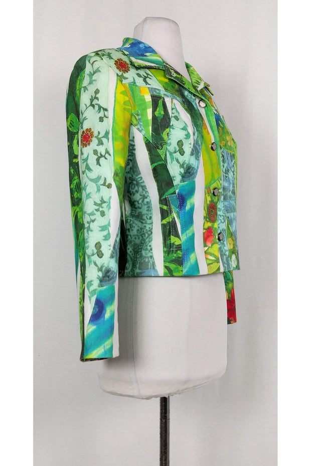 Current Boutique-Alberto Makali - Abstract Print Neon Green Jacket Sz 8