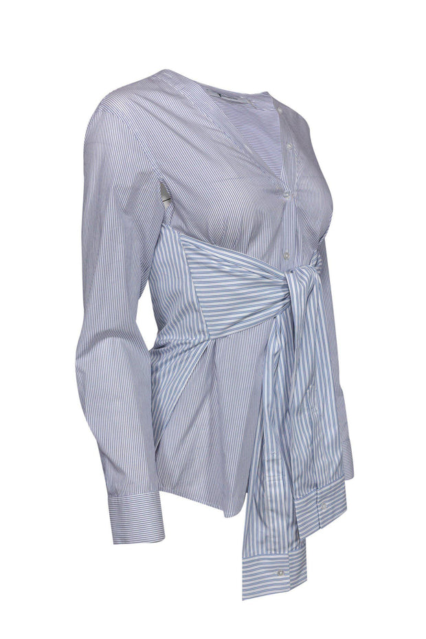 Current Boutique-T by Alexander Wang - Blue & White Striped Avant-Garde Blouse Sz 0