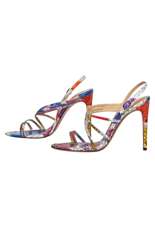 Current Boutique-Alexandre Birman - Multicolored Snakeskin Print Strappy Pumps Sz 7