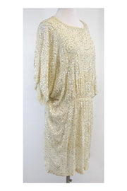 Current Boutique-Alexia Admor - Cream Sequin Beaded Silk Dress Sz M