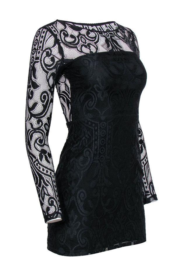 Current Boutique-Alexis - Black Lace Long Sleeve Sheath Dress Sz 0