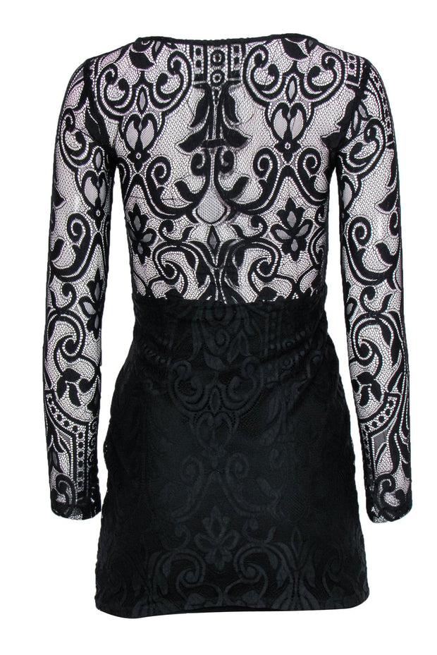 Current Boutique-Alexis - Black Lace Long Sleeve Sheath Dress Sz 0