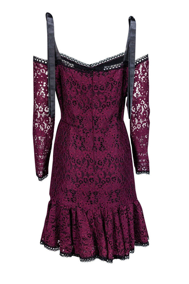 Current Boutique-Alexis - Burgundy Off-The-Shoulder Lace Dress Sz XL