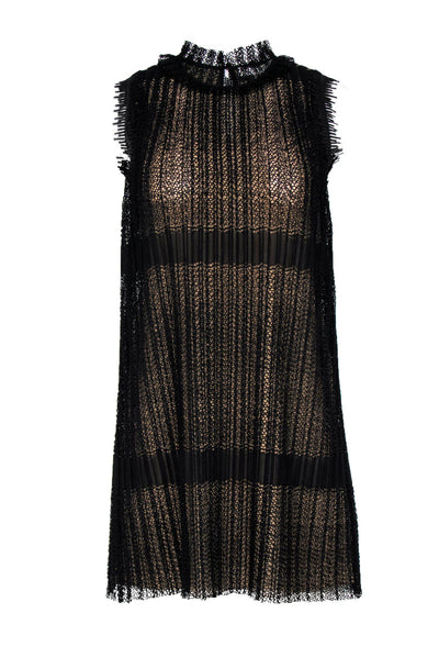 Current Boutique-Alexis - Black Pleated Lace Shift Dress Sz XS