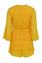 Current Boutique-Alice McCall - Yellow Pleated Tier Mini Dress w/ Bell Sleeves Sz 2