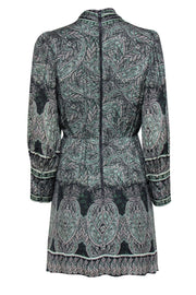 Current Boutique-Alice & Olivia - Black, White & Green Paisley Print Dress Sz 6
