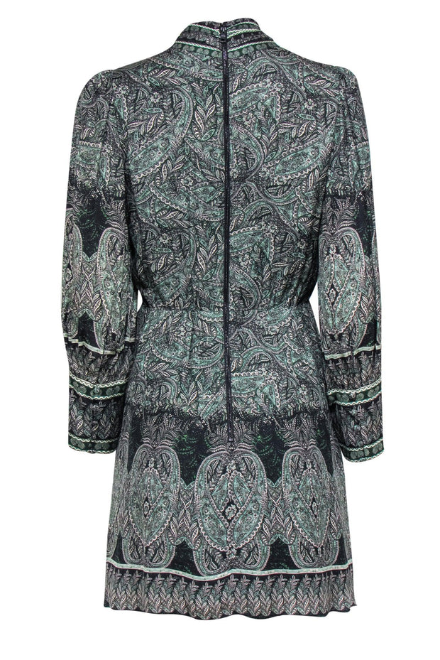 Current Boutique-Alice & Olivia - Black, White & Green Paisley Print Dress Sz 6