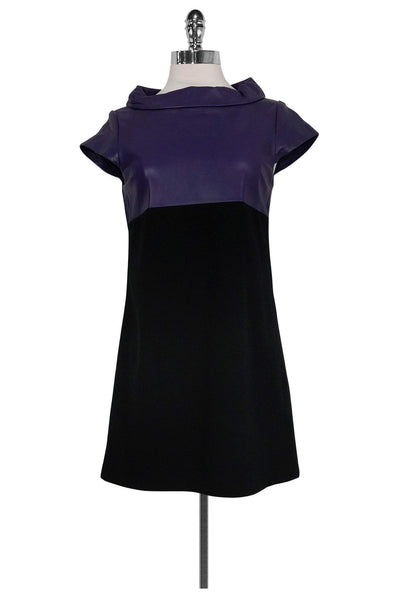 Current Boutique-Alice & Olivia - Colorblock Leather & Cotton Shift Sz S